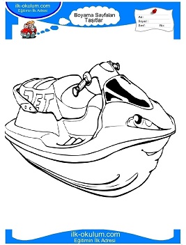 Çocuklar İçin Jet-Ski Boyama Sayfaları 